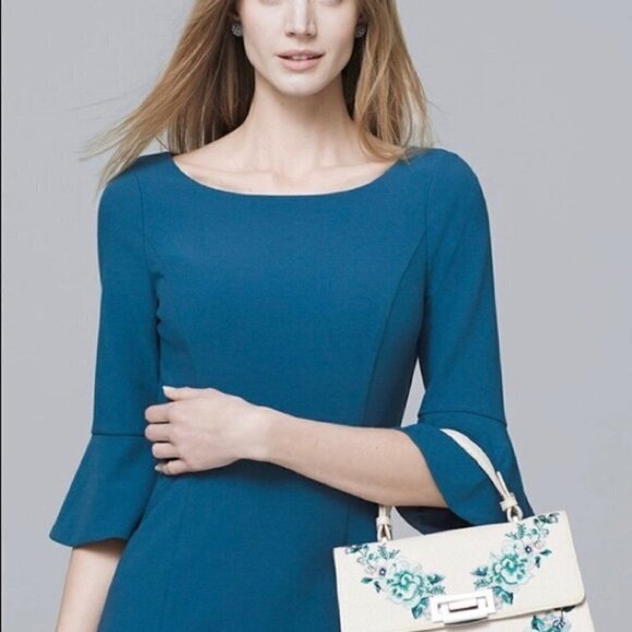 White House Black Market Floral Embroidered Adjustable Removable Shoulder Bag - Picture 2 of 7